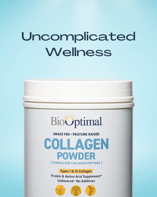 BioOptimal Collagen Peptides Powder stirred in water shows easy dissolution.