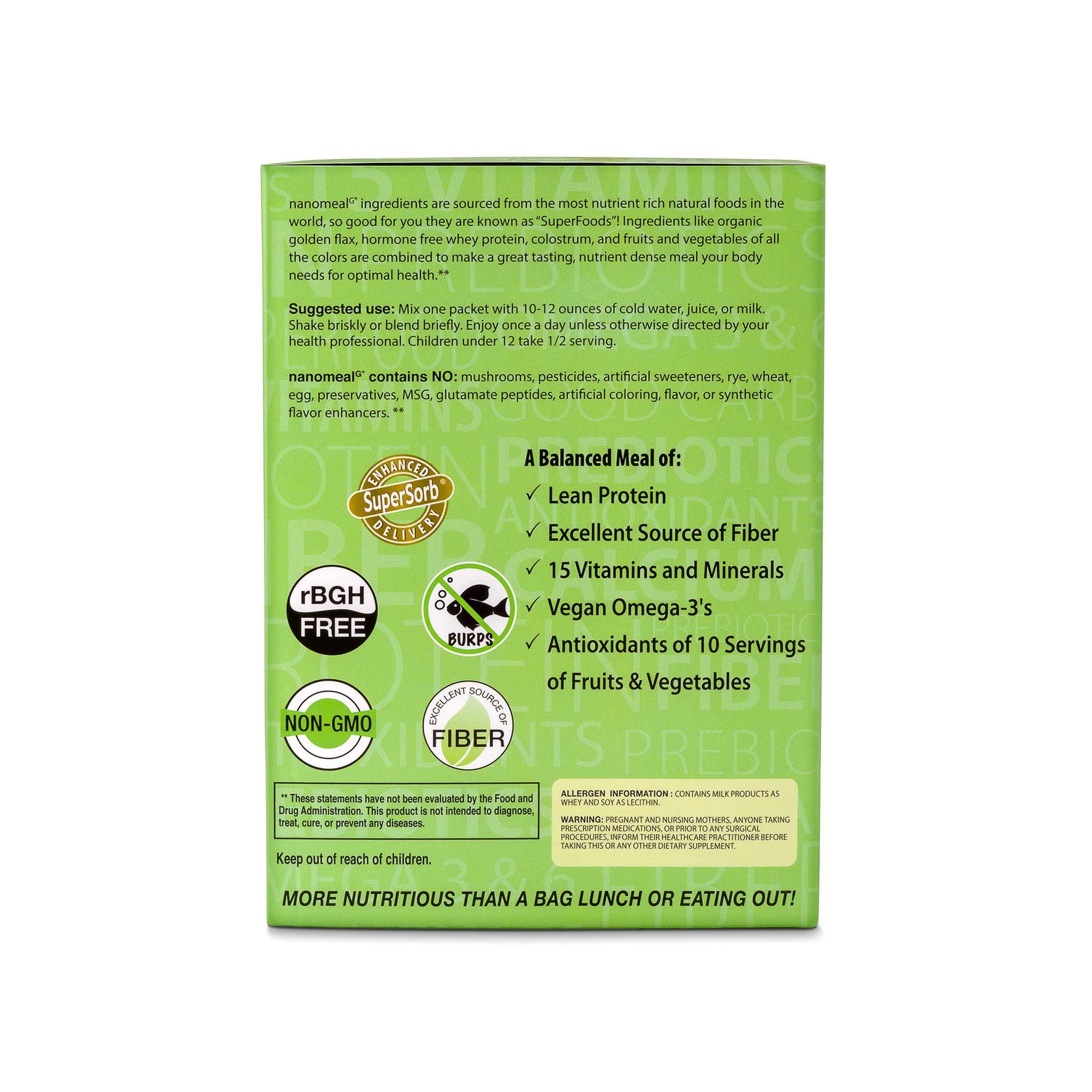 Biopharma Scientific Nanomega omega-3 fatty acids highlight healthy fats.