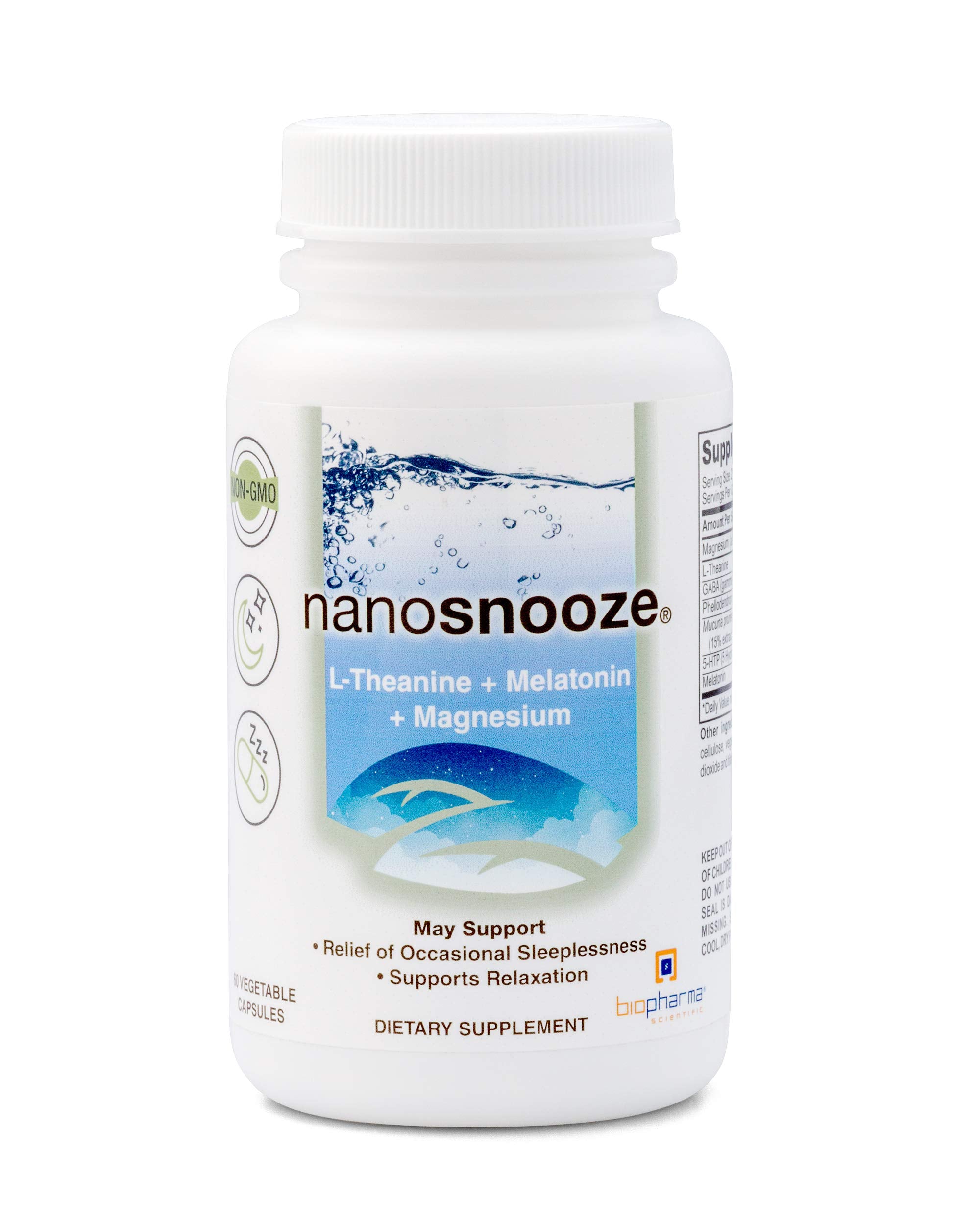 Biopharma Scientific NanoSnooze bottle being poured to support calm sleep