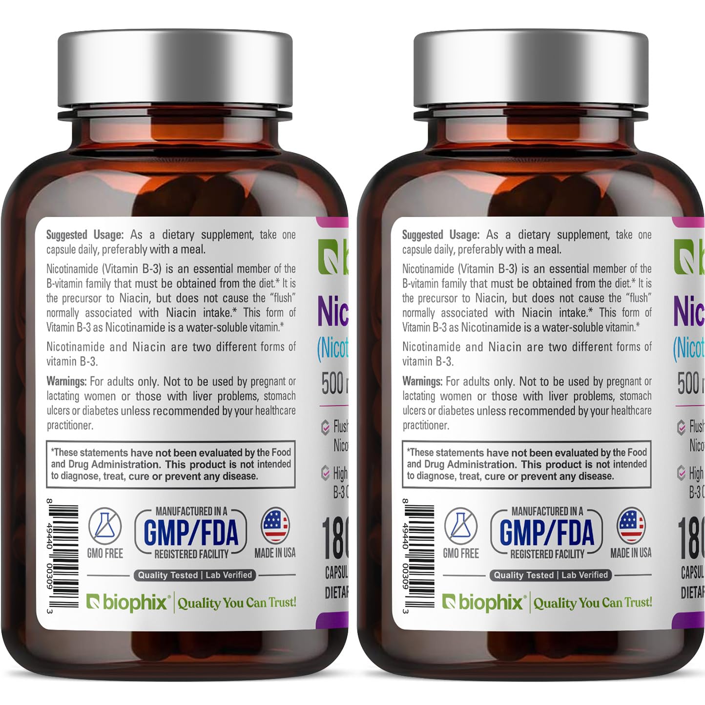 Biophix B-3 Nicotinamide bottle with brand logo signaling quality
