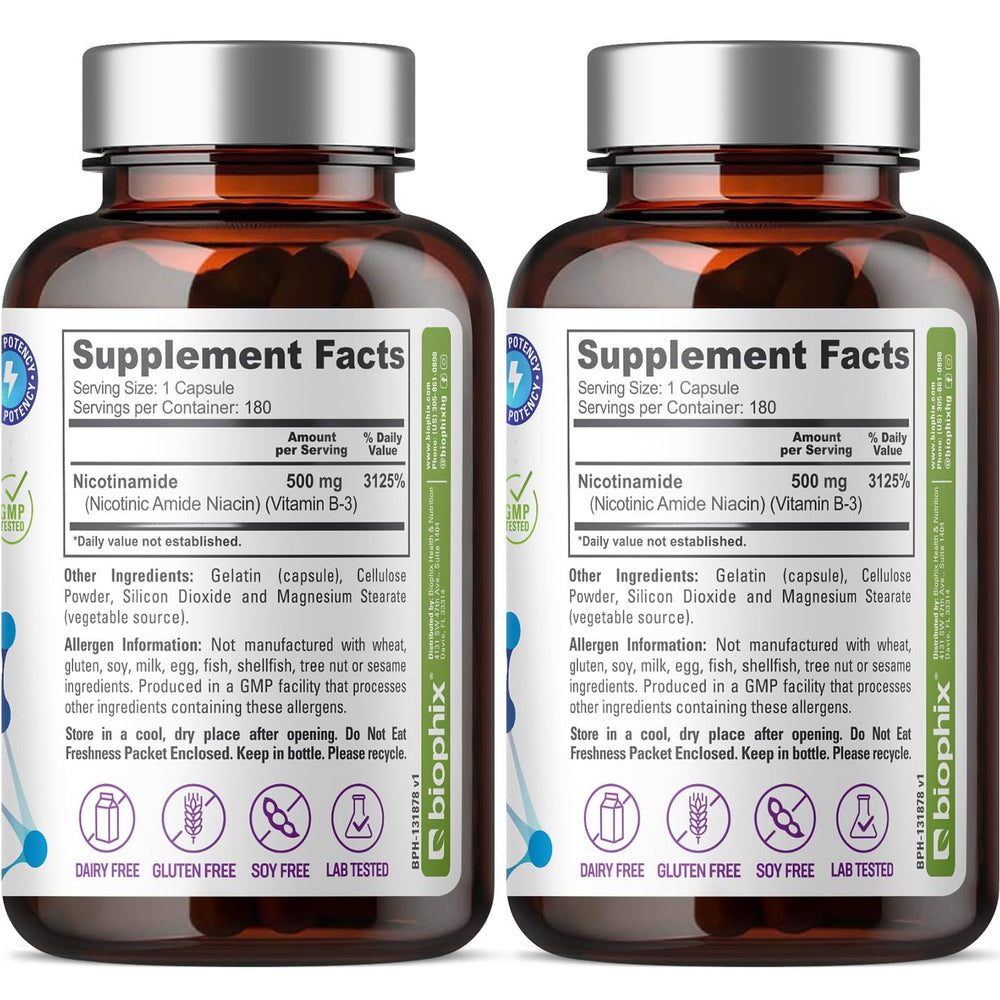 Biophix B-3 Nicotinamide two-pack packaging arranged for stocking.