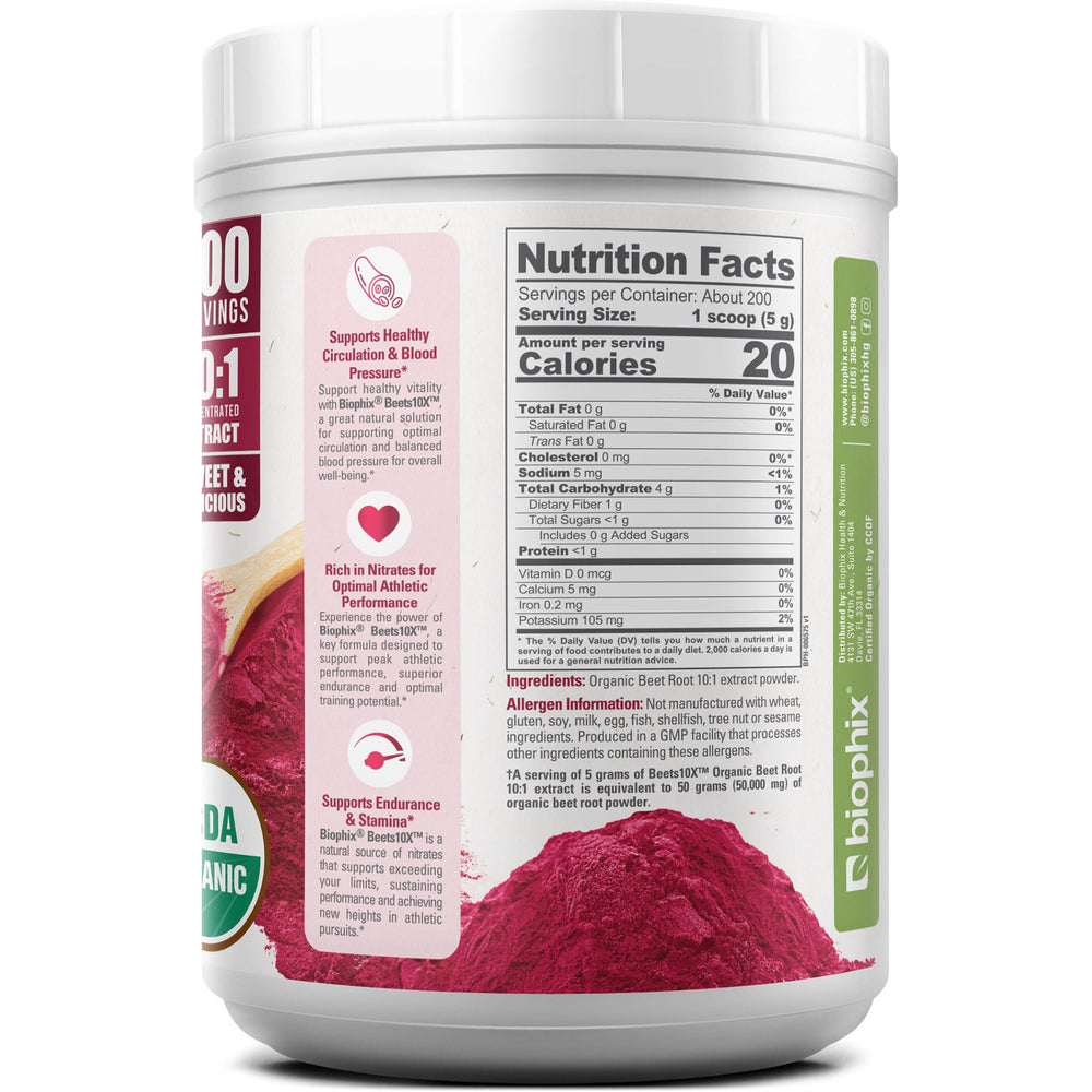 Biophix Beets 10X Nitrate-rich powder conveys natural energy support.