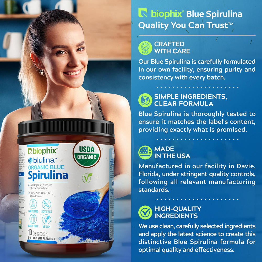 Biophix Blue Spirulina Powder poured over a parfait for natural pigment.