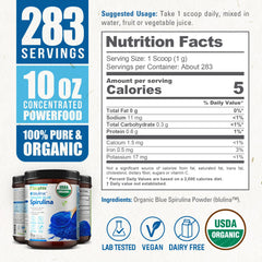 Biophix Blue Spirulina Powder scoop for easy measuring in smoothies.