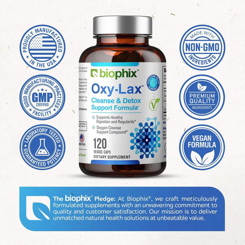 Biophix Oxy-Lax packaging on store shelf conveys value and credibility