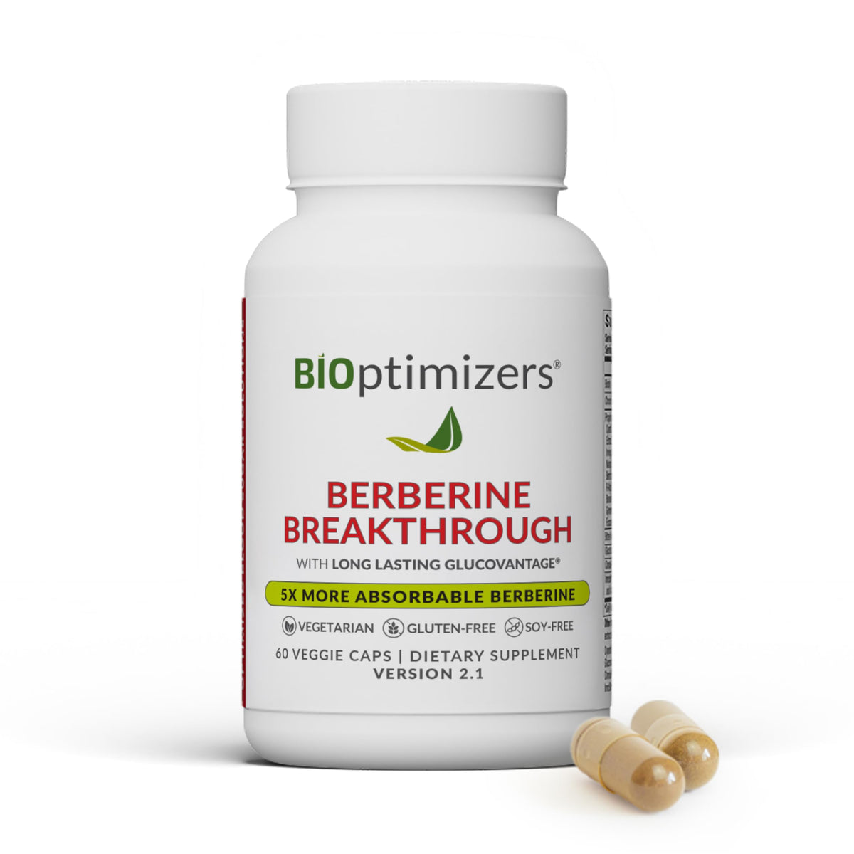 BIOptimizers Berberine Breakthrough bottle front showing label and design for metabolic support