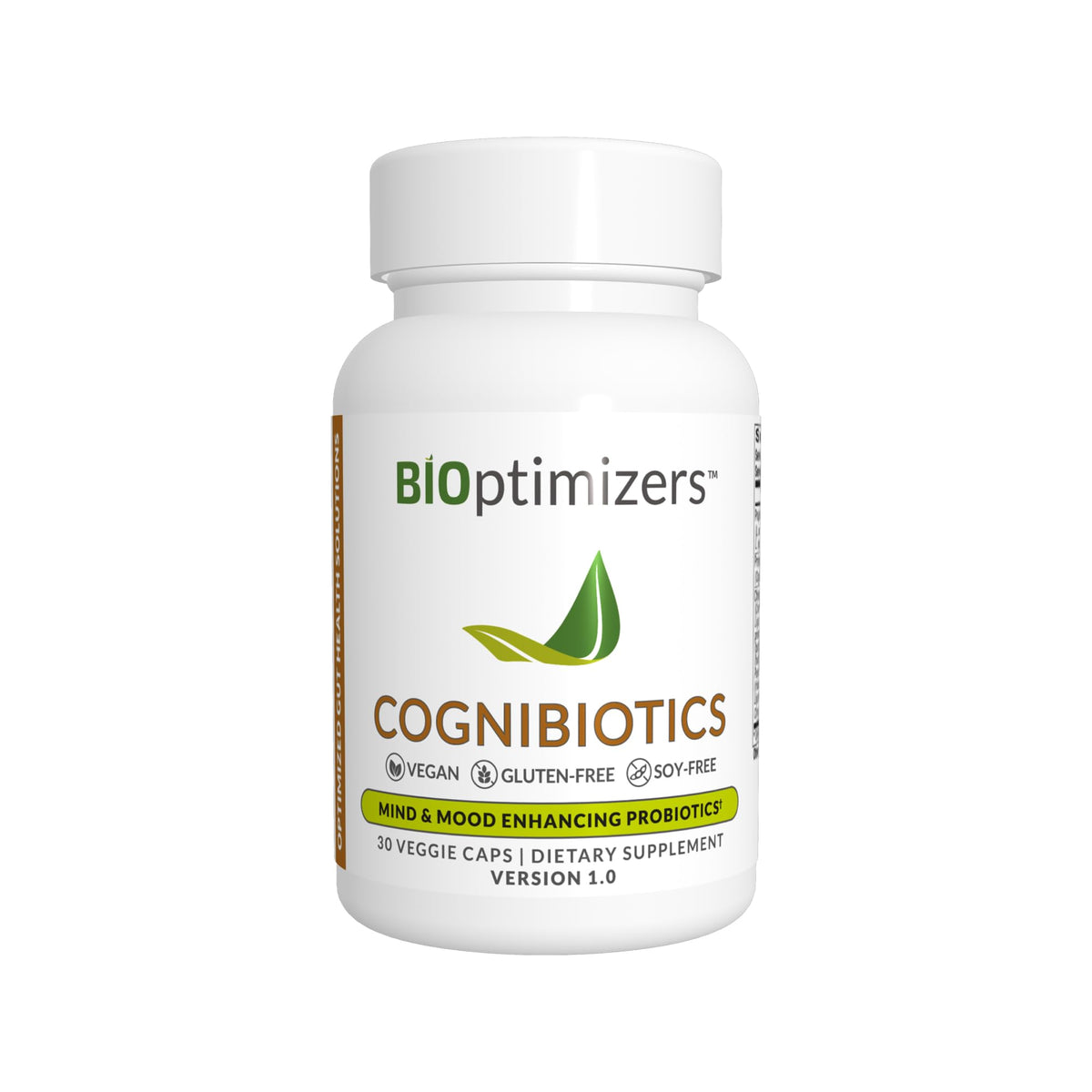 BiOptimizers Cognibiotics bottle pour showing easy daily use and focus support