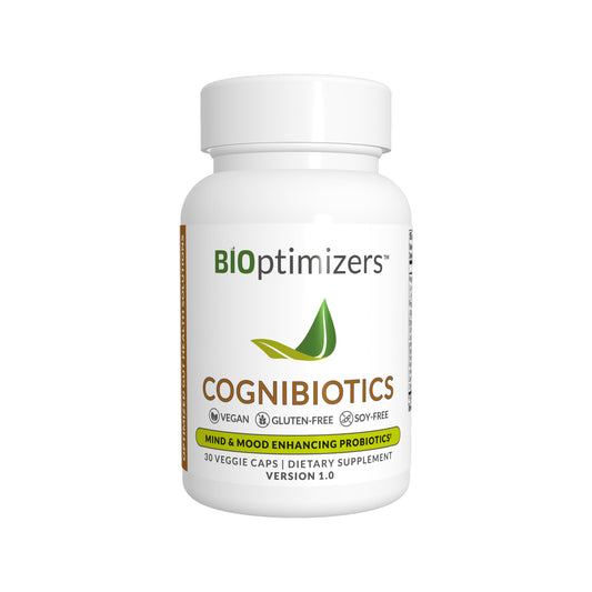 BiOptimizers Cognibiotics bottle pour showing easy daily use and focus support