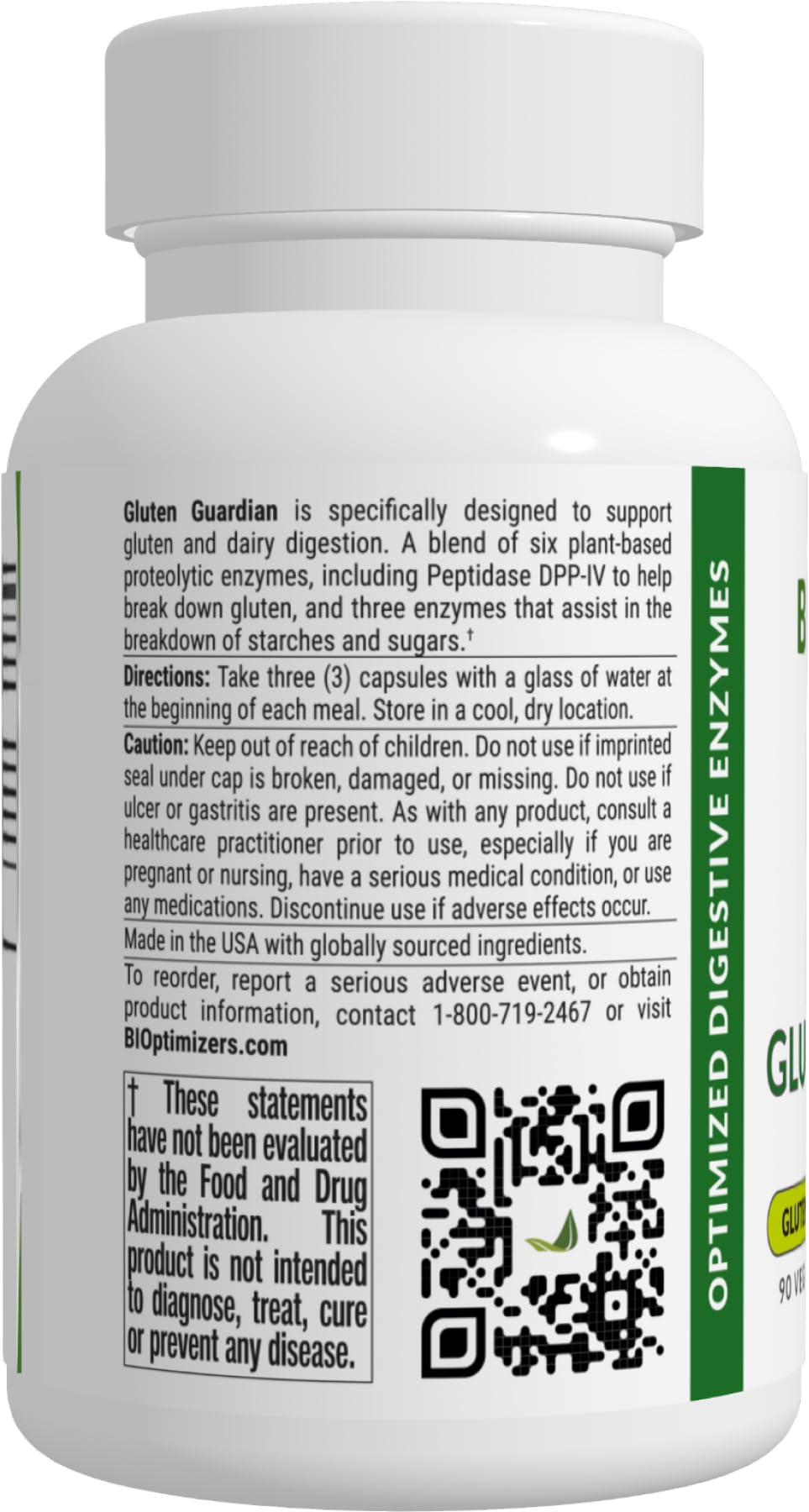 BiOptimizers Gluten Guardian 3.0 pack viewed from top, ideal for daily use.