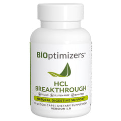 BIOptimizers HCL Breakthrough bottle front view indicating protein digestion support