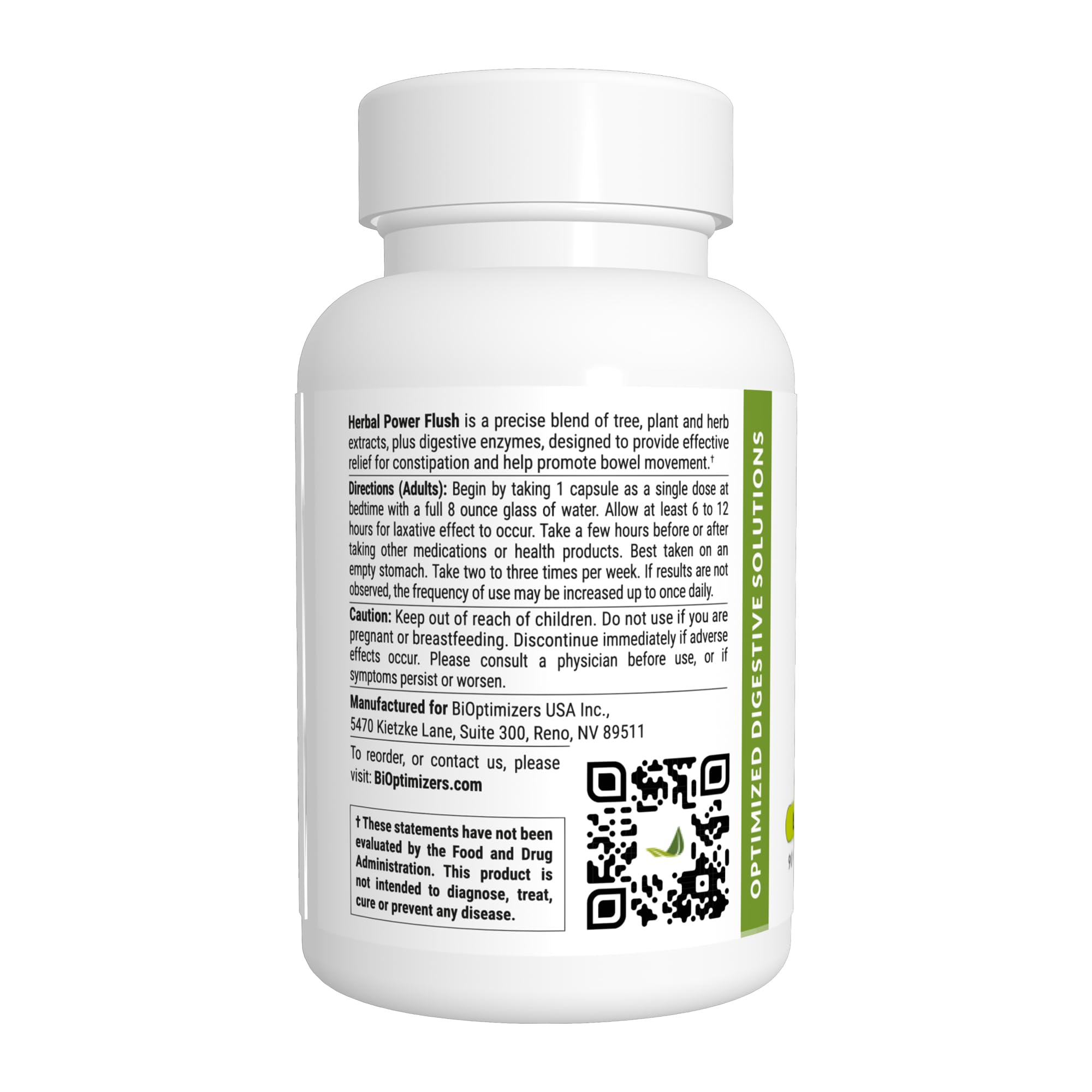 BIOptimizers Herbal Power Flush label closeup showing natural plant extracts and enzymes