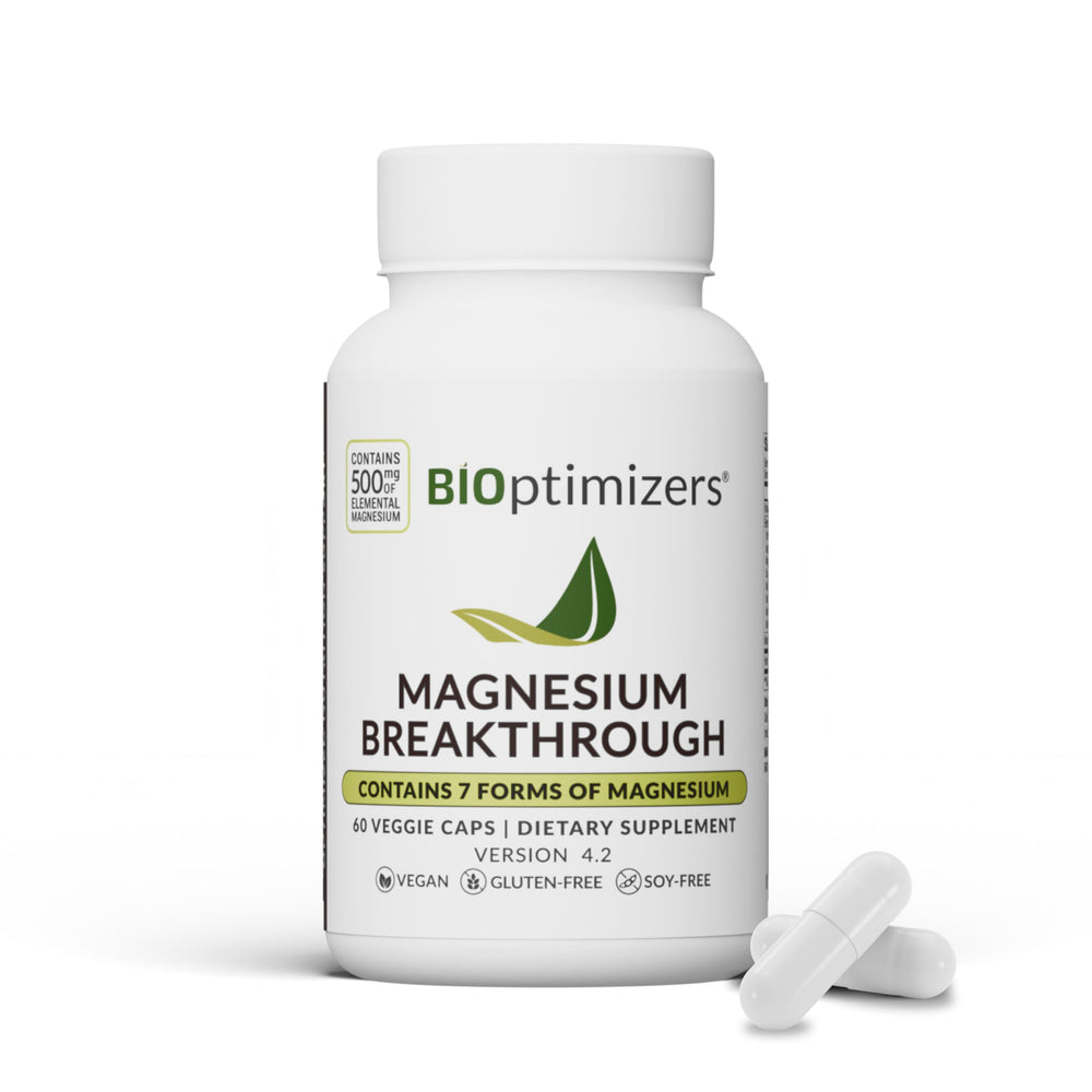 BIOptimizers Magnesium Breakthrough bottle with capsules for easy daily use and sleep support.