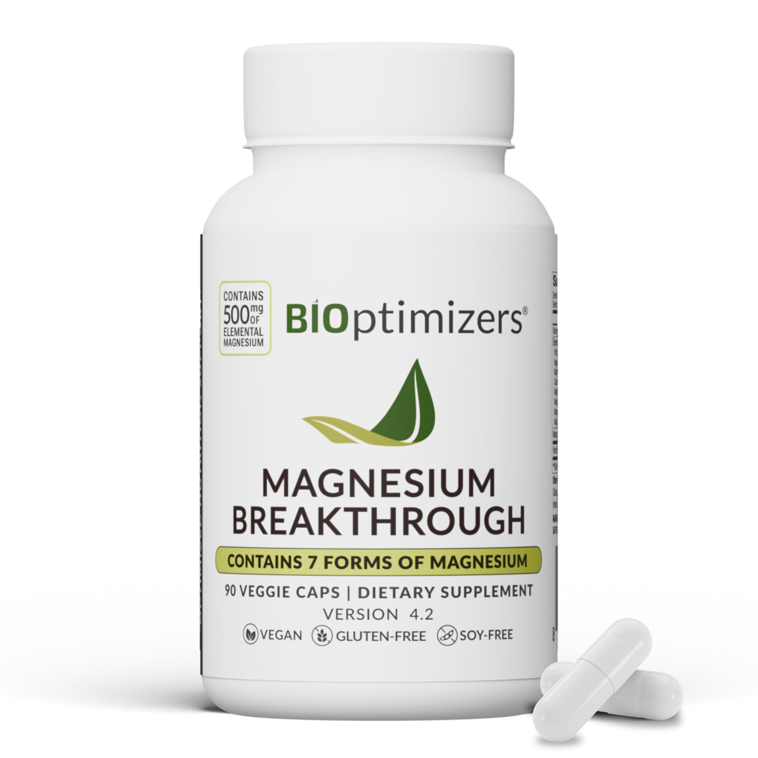 BIOptimizers Magnesium Breakthrough bottle with capsules supports nightly sleep and daily calm.