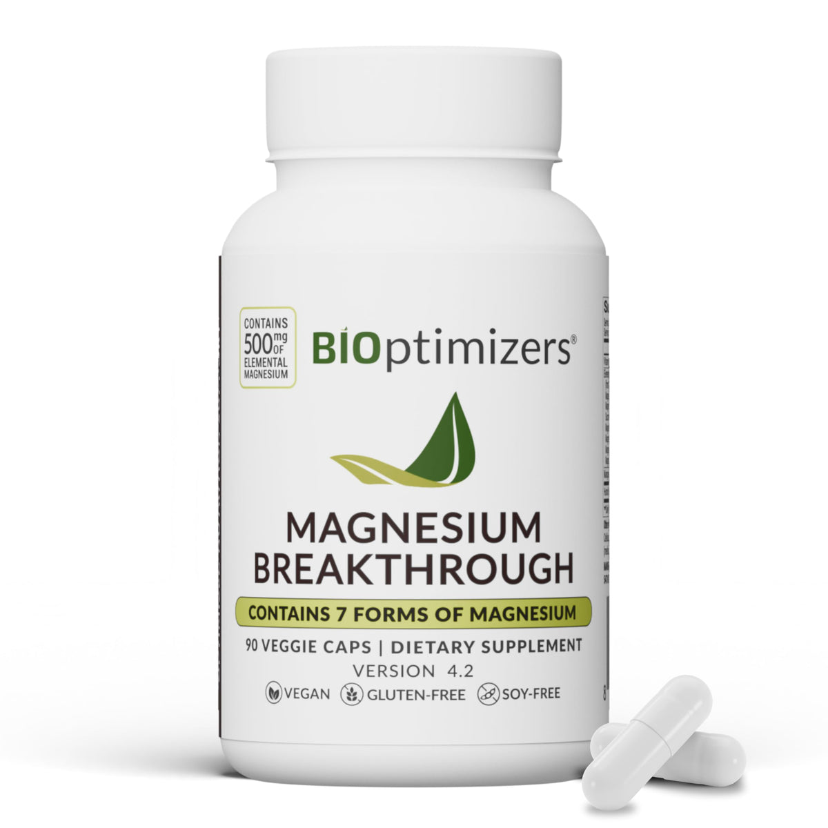 BIOptimizers Magnesium Breakthrough bottle with capsules supports nightly sleep and daily calm.