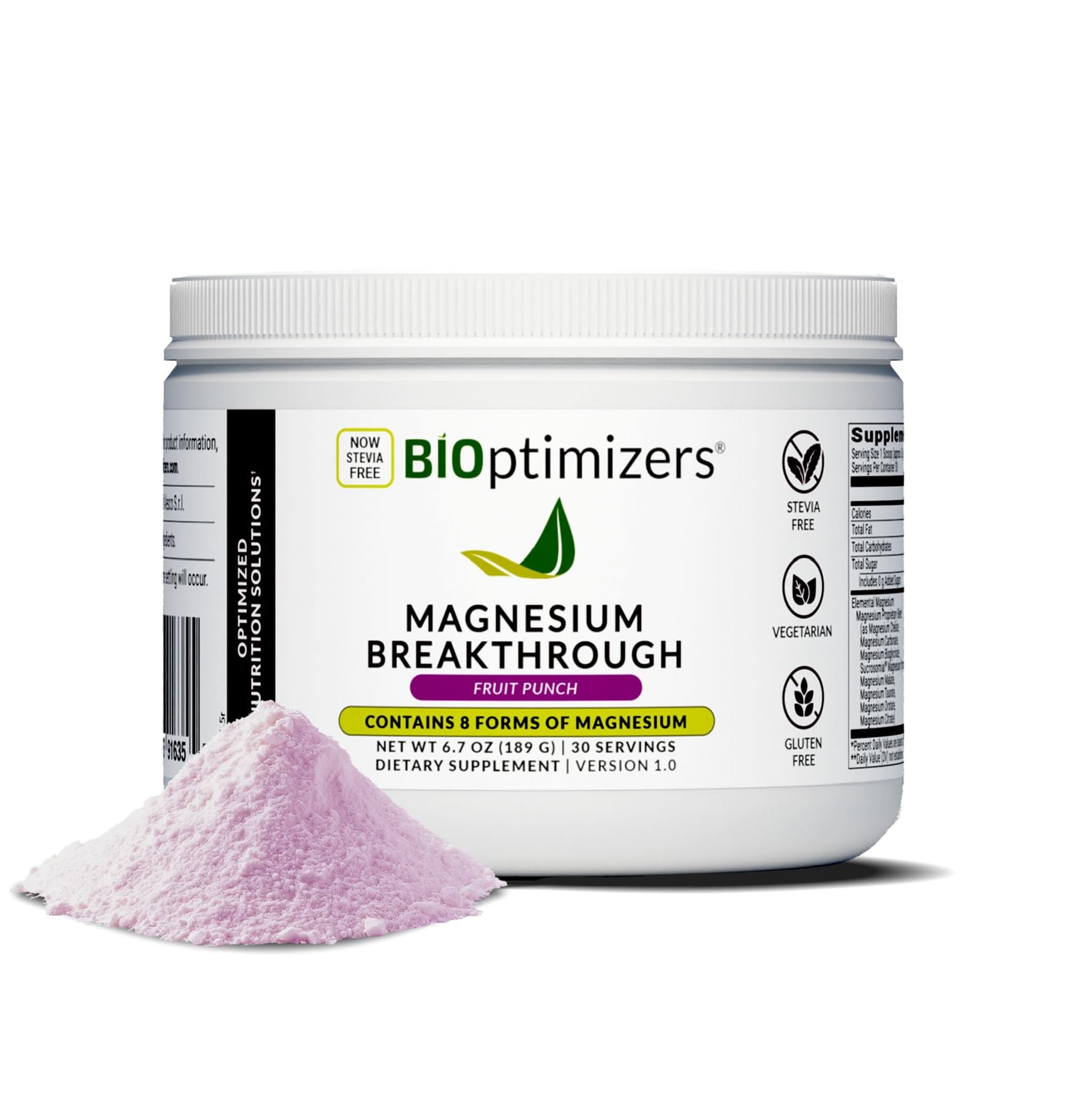 BIOptimizers Magnesium Breakthrough Drink bottle on counter for daily relaxation