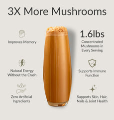 Salted caramel powder close-up with collagen and MCT for skin and gut support.