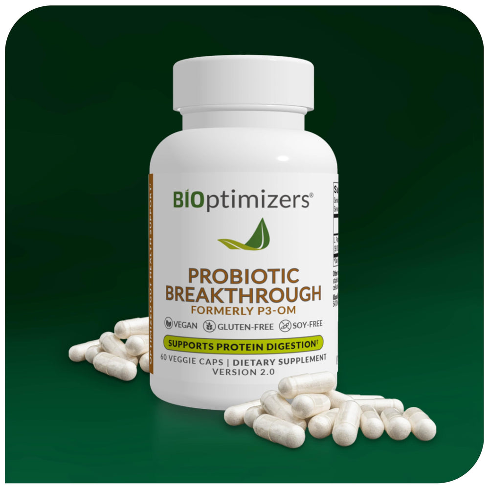 BIOptimizers Probiotic Breakthrough digestive health focus helps balance gut comfort.