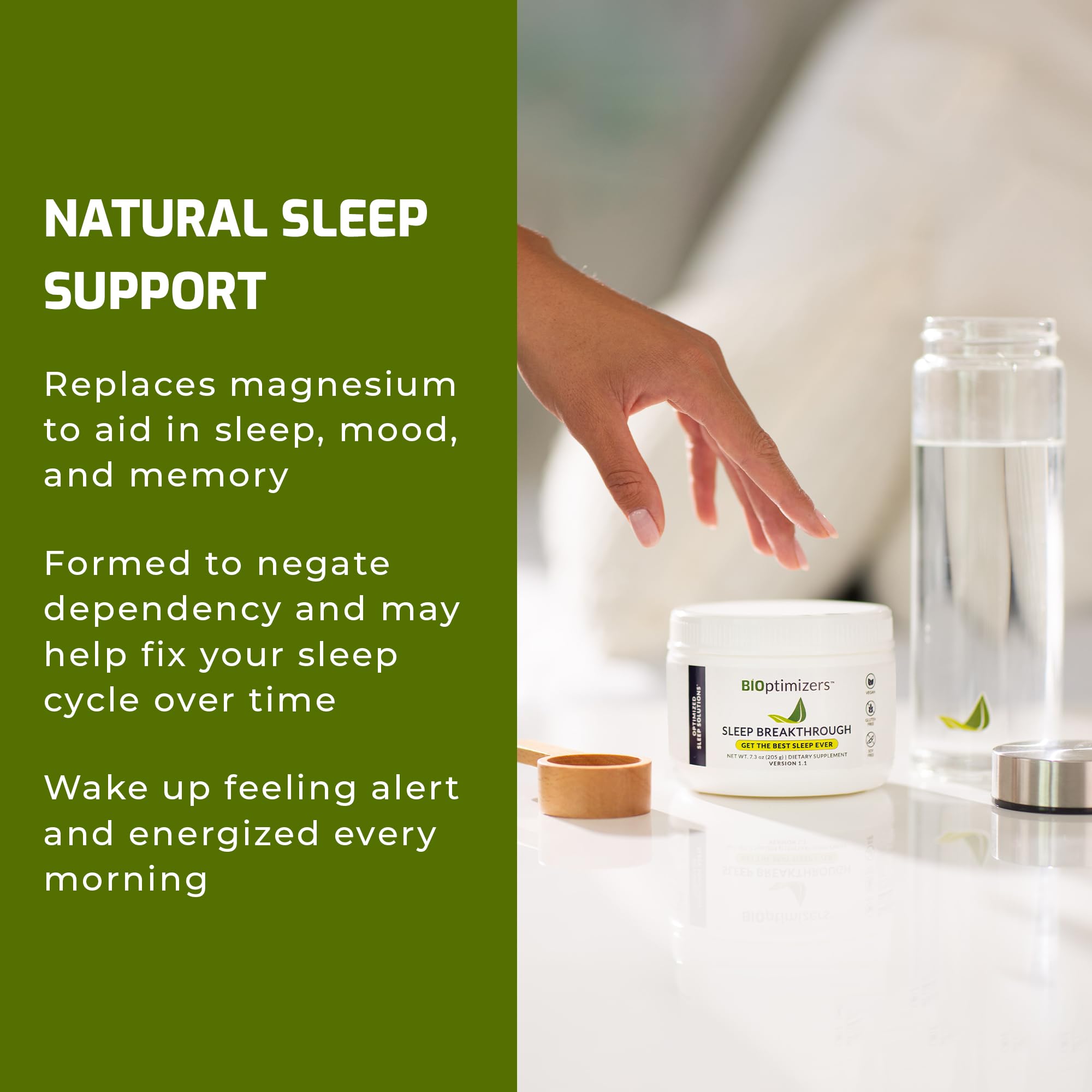 BIOptimizers Sleep Breakthrough 2.0 gluten-free vegan formula supports everyday wellness.