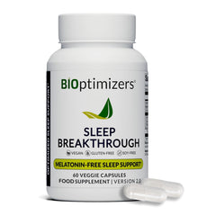BIOptimizers Sleep Breakthrough bottle and pour showing easy nightly dosing.