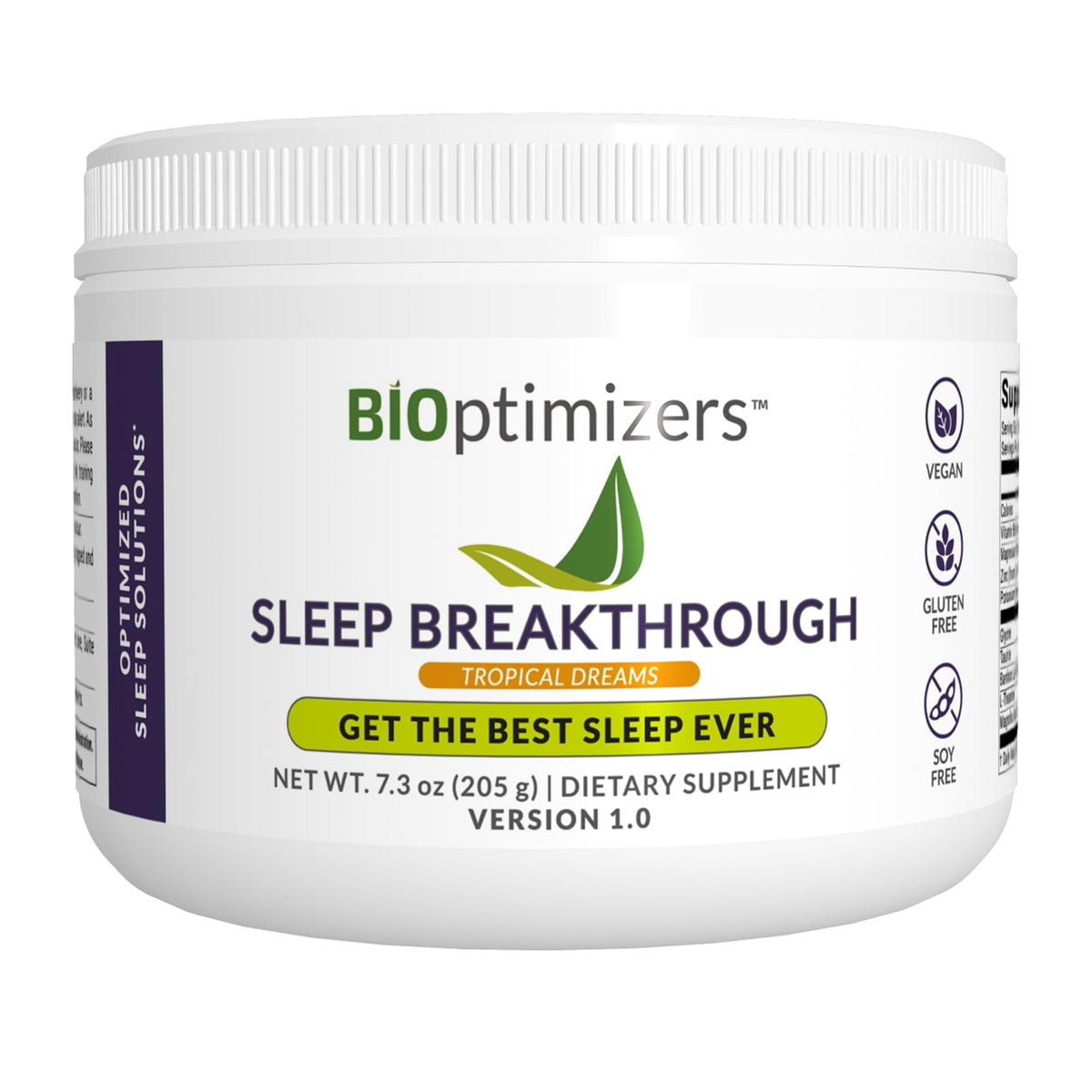 BIOptimizers Sleep Breakthrough tropical dreams powder tub for deep sleep support.