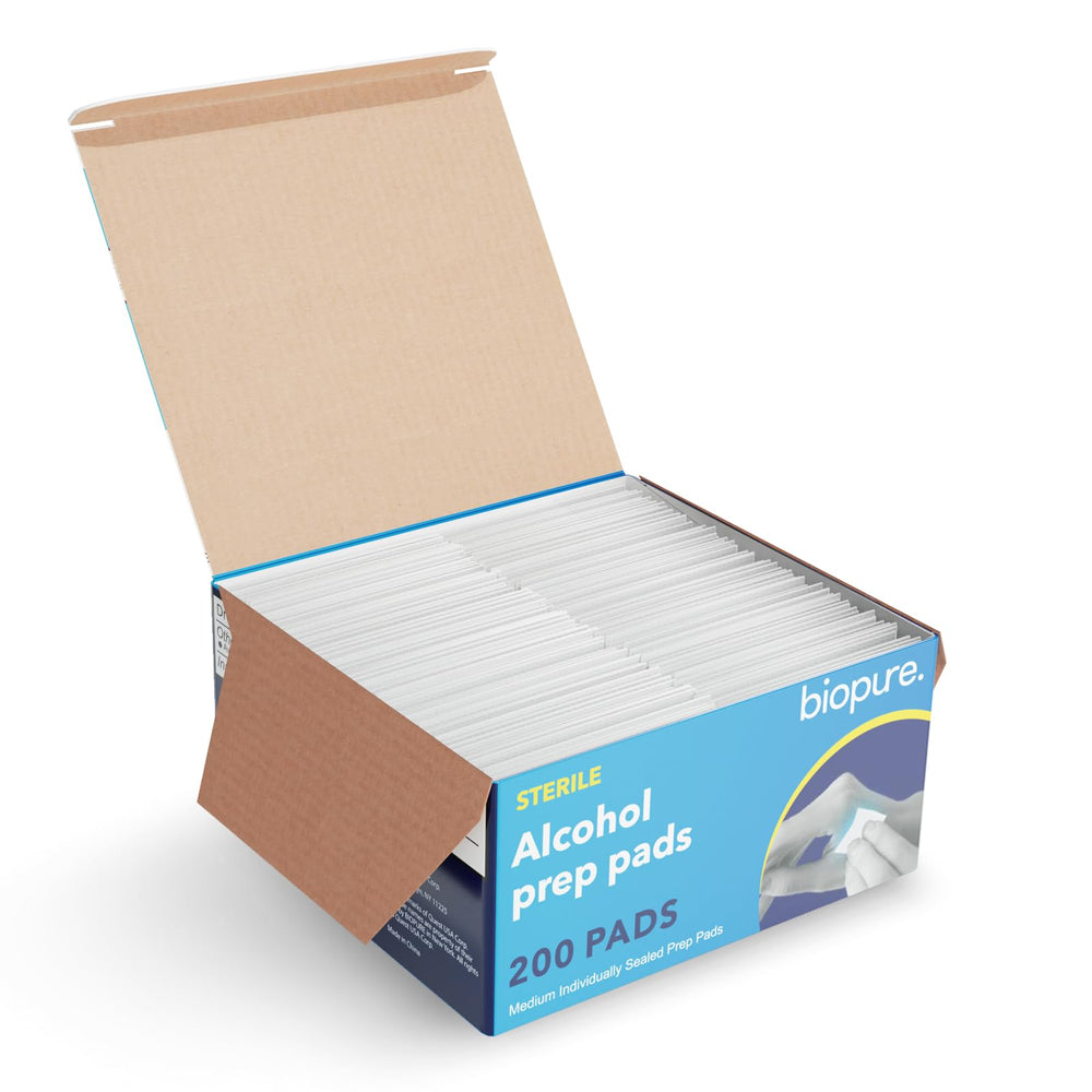 Biopure 2x2 inch pads for quick skin cleansing before injections