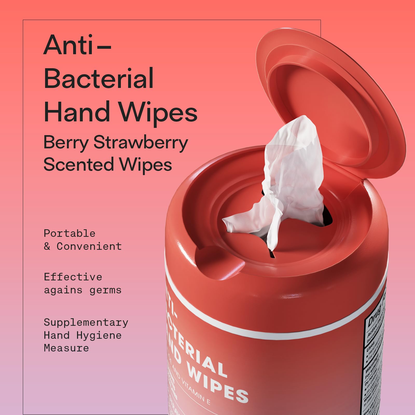 BIOPURE 50 Ct hand wipes open canister ready for quick cleanup.