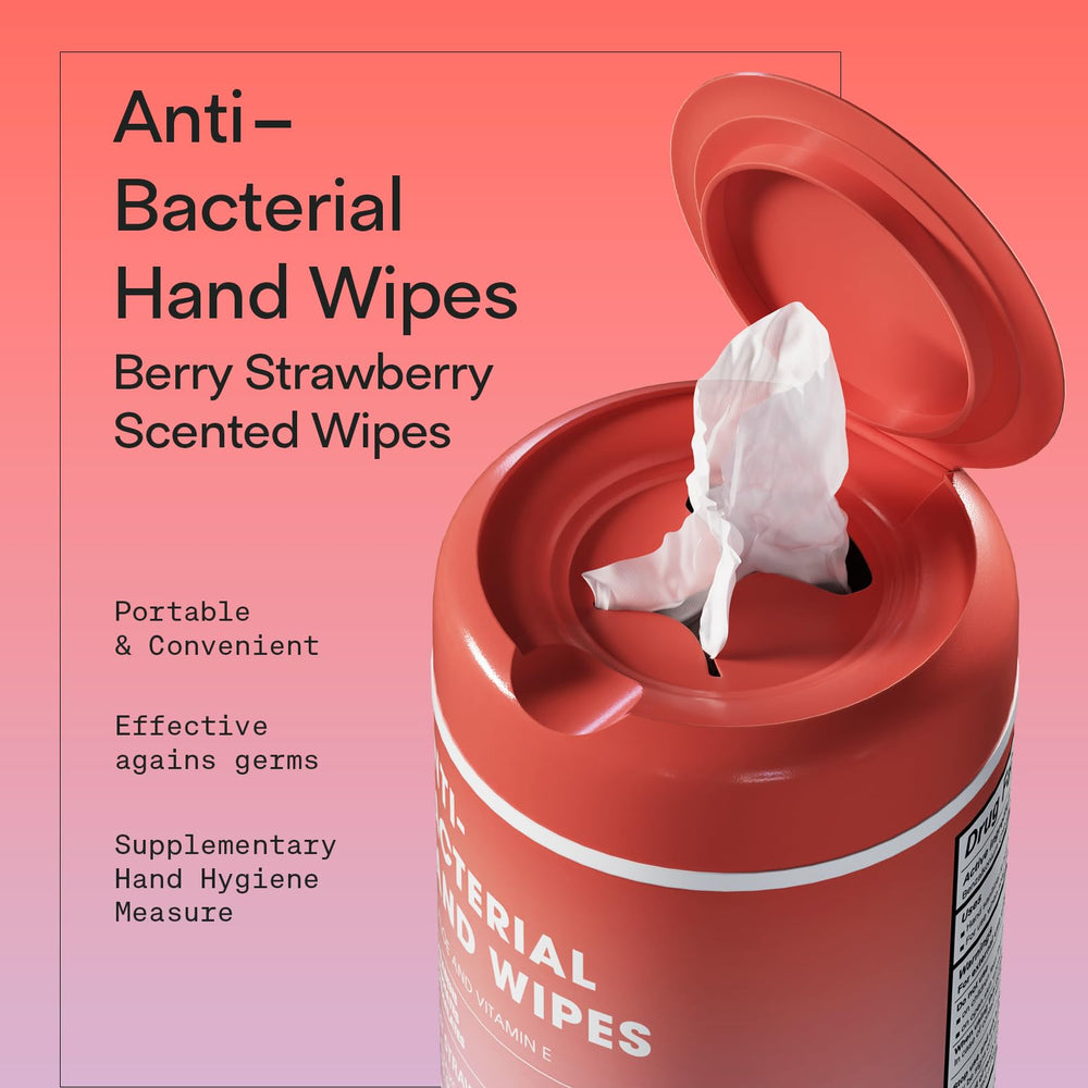 BIOPURE 50 Ct hand wipes open canister ready for quick cleanup.