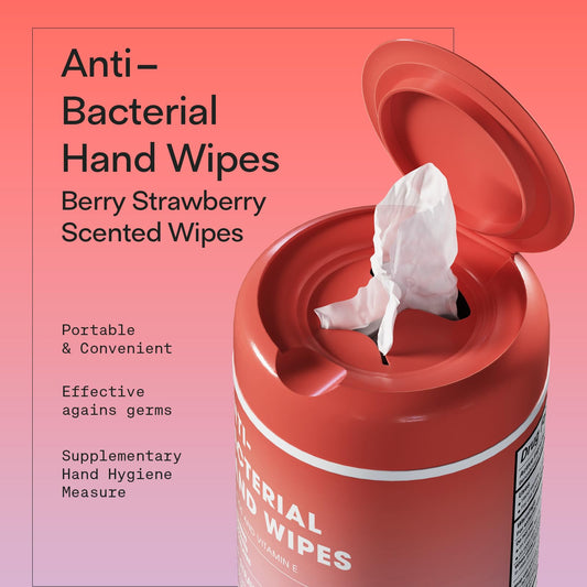 BIOPURE 50 Ct hand wipes open canister ready for quick cleanup.