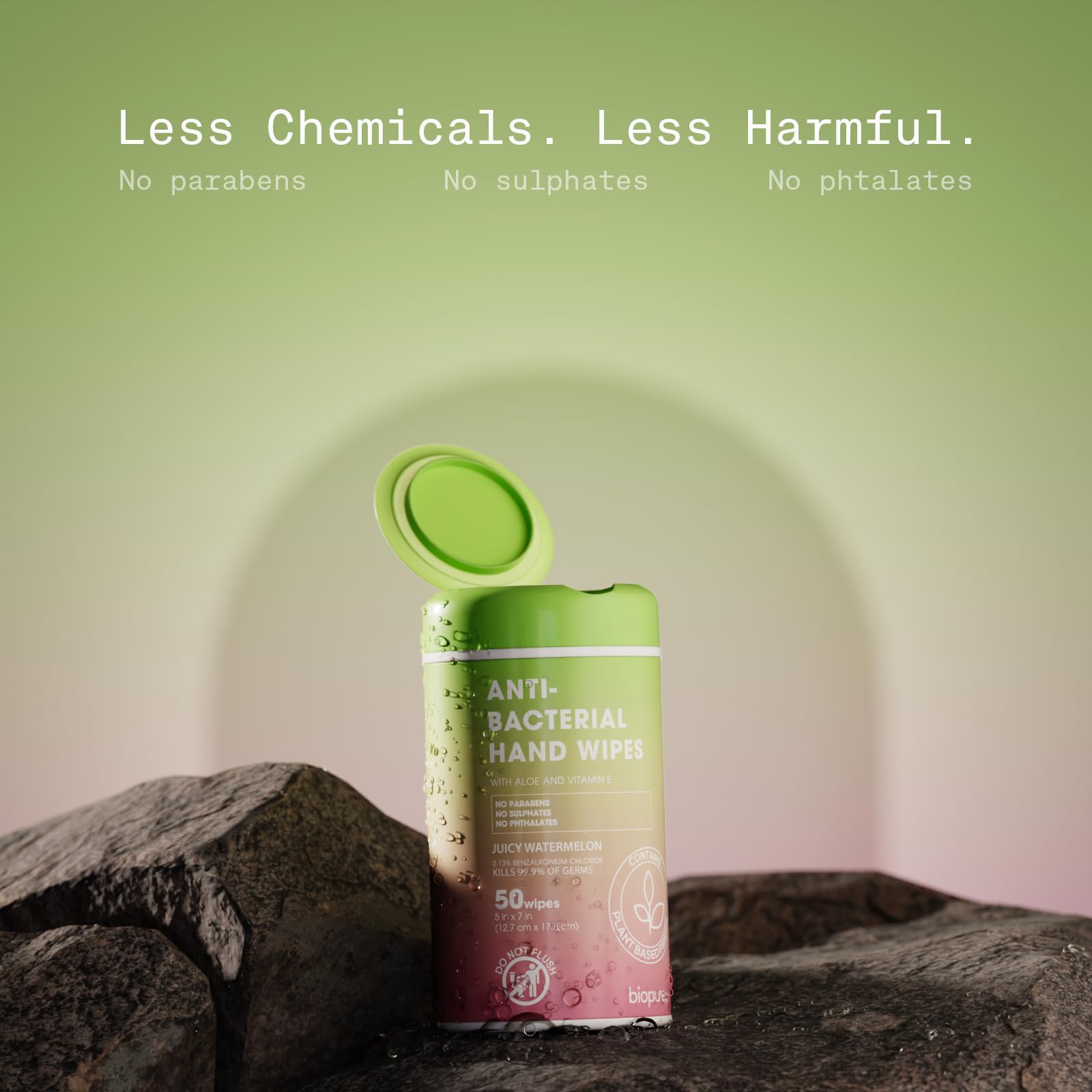 BIOPURE 5x7 inch wipes provide a larger cleaning surface.