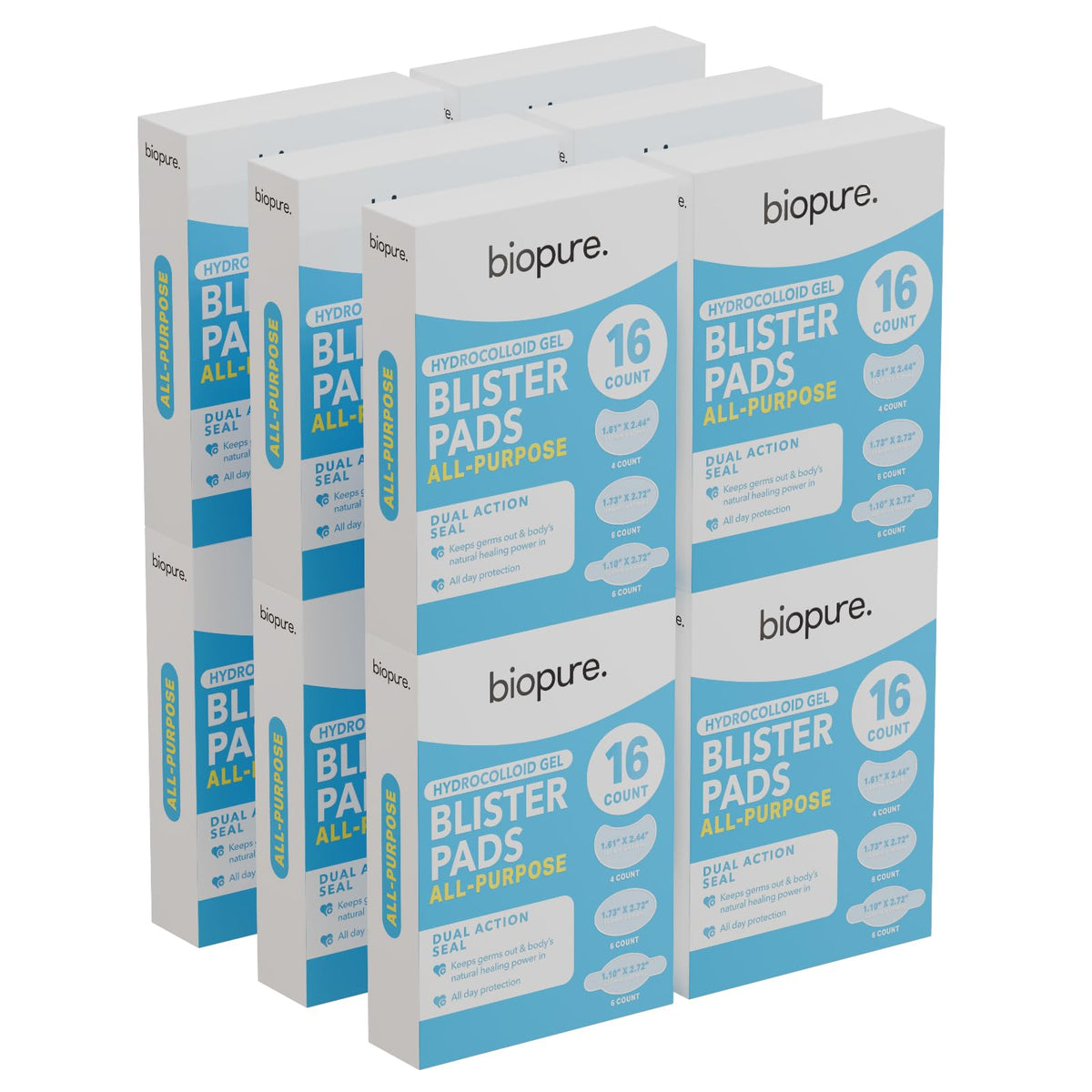 Biopure hydrocolloid blister bandages protect toes and heels with waterproof coverage