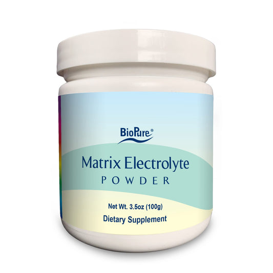 BioPure Matrix Electrolyte Powder bottle supports hydration during workouts