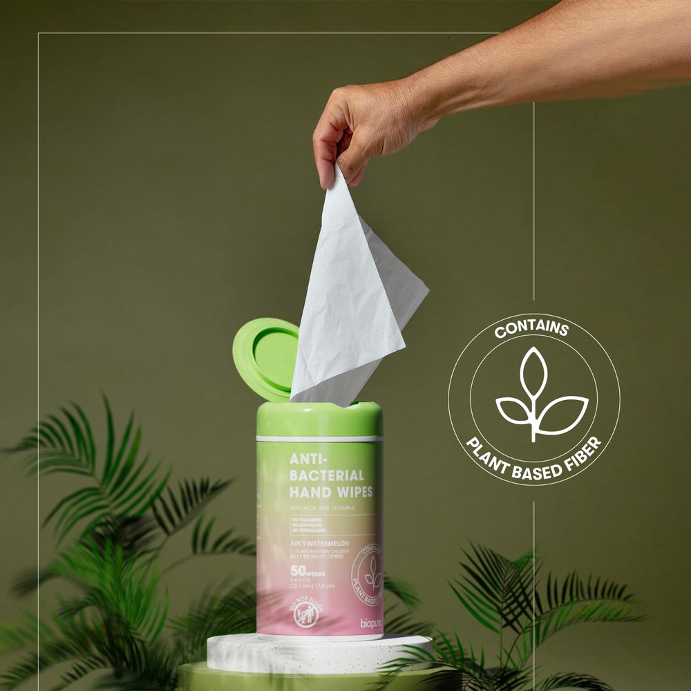BIOPURE home and office-use wipes for convenient hygiene anywhere.