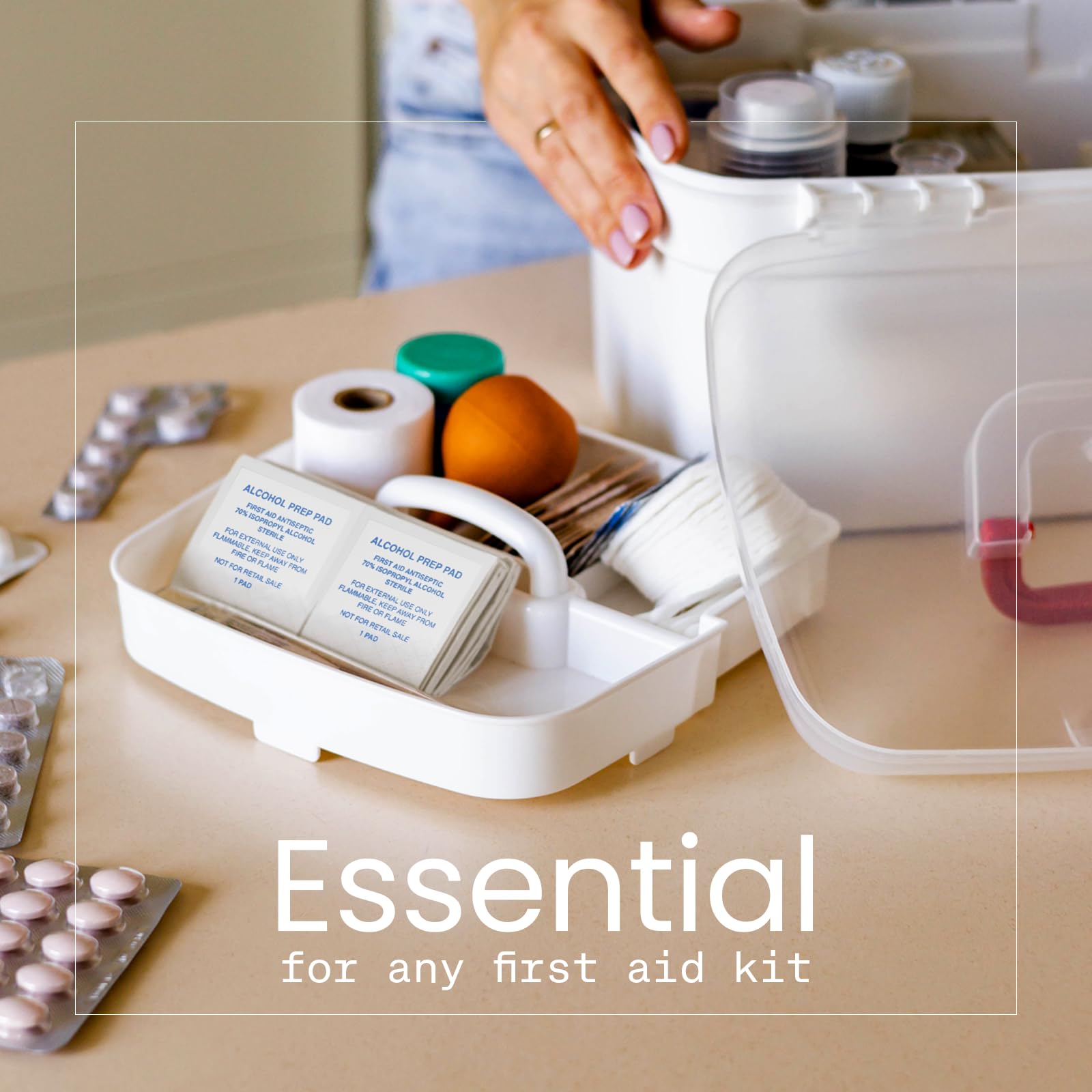 Biopure alcohol prep pads for safe skin prep before injections