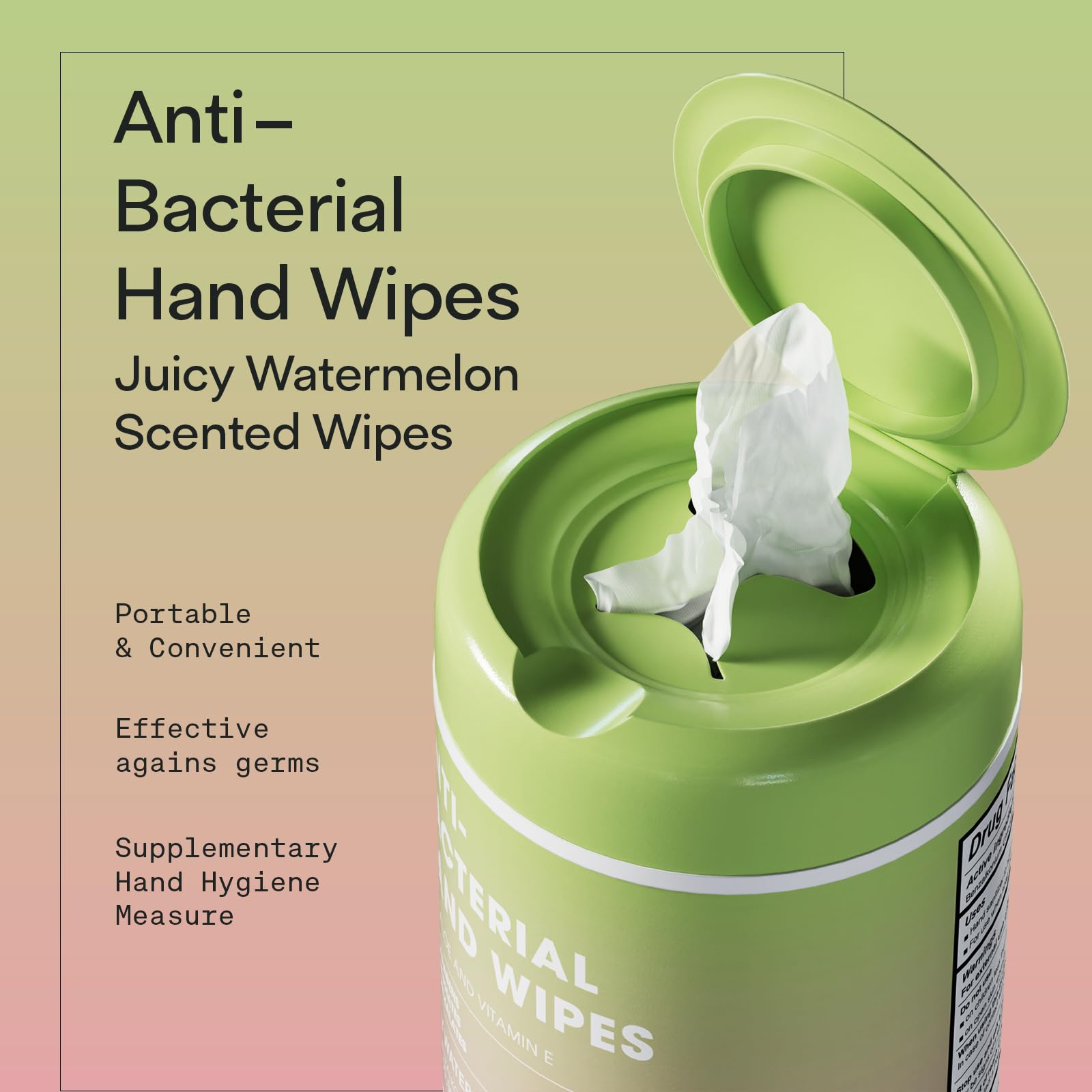 BIOPURE watermelon scent wipes refreshing fragrance for quick cleanups.
