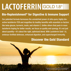 bioQuad Lactoferrin Gold 1.8 lactose-free and gluten-free label close-up.