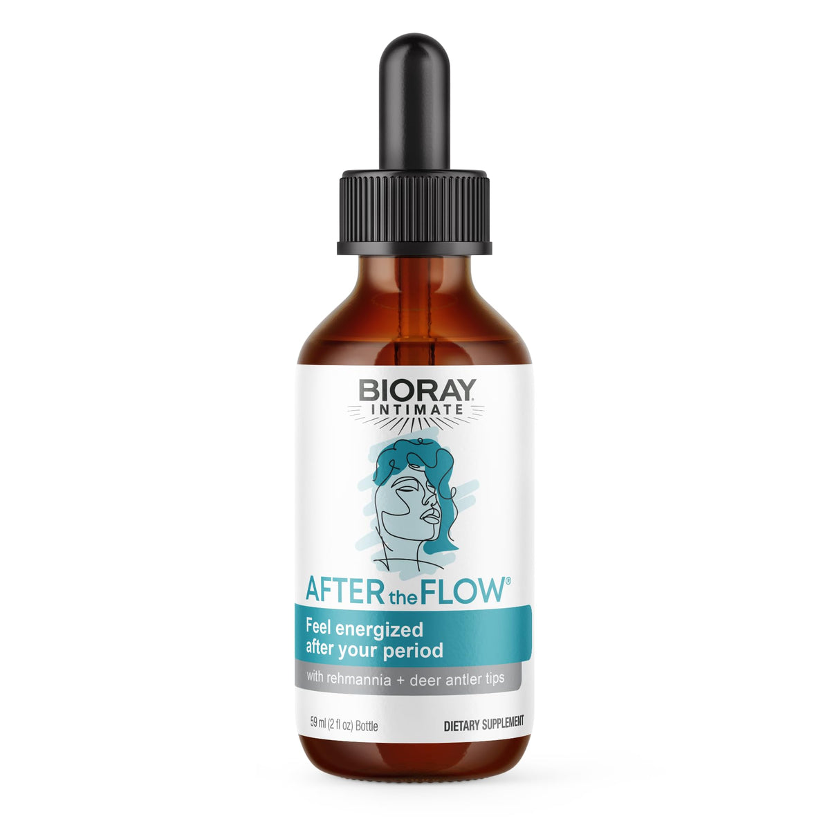 BIORAY After the Flow bottle with dropper for natural post-flow support.