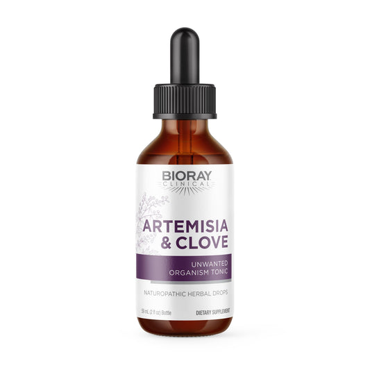 BIORAY Artemisia & Clove bottle front view supports daily digestive comfort.
