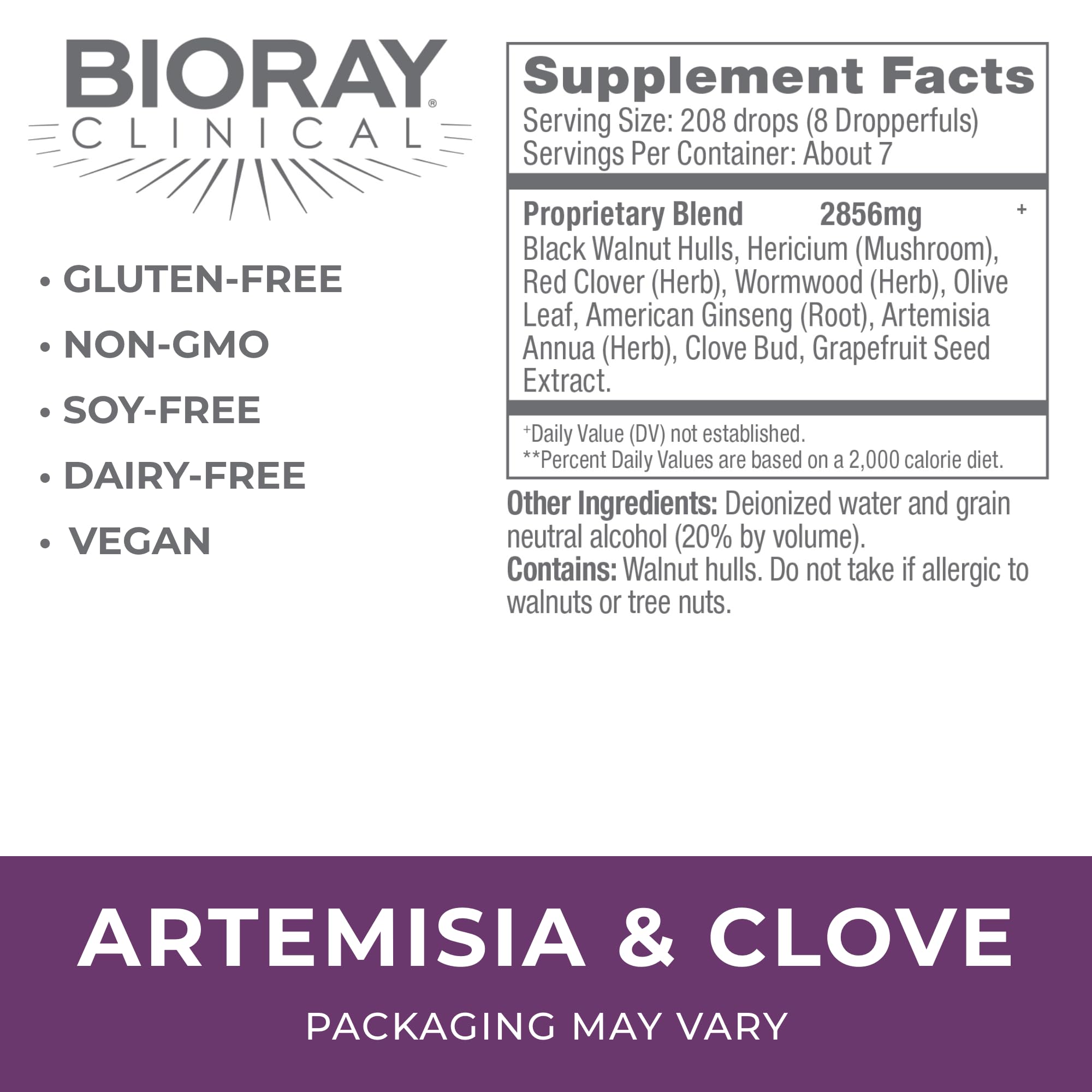 BIORAY Artemisia & Clove dropper closeup shows easy dosing for consistent use.
