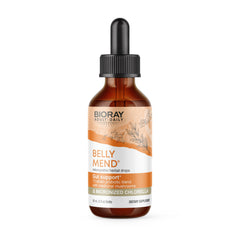 BIORAY Daily Belly Mend bottle showing the 11-strain probiotic formula for gut support.