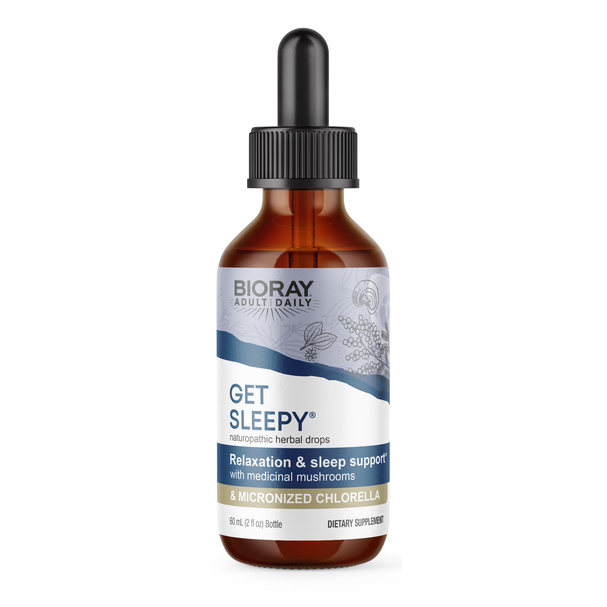 BIORAY Daily Get Sleepy bottle front promotes calming evening relaxation