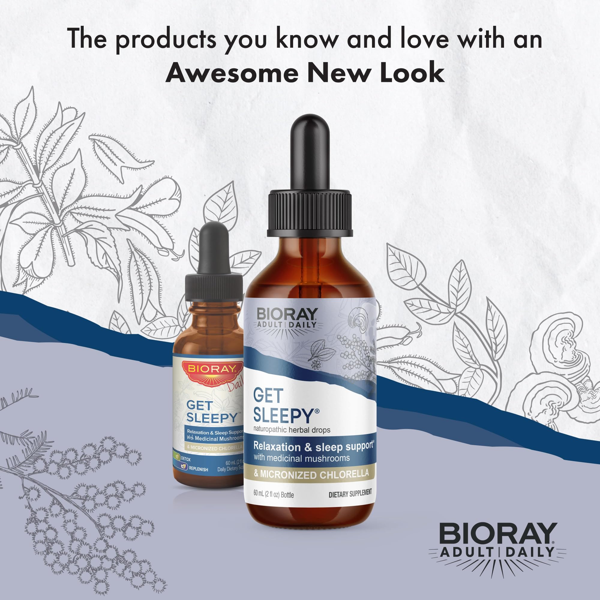 BIORAY Daily Get Sleepy drops are poured for a restful night routine
