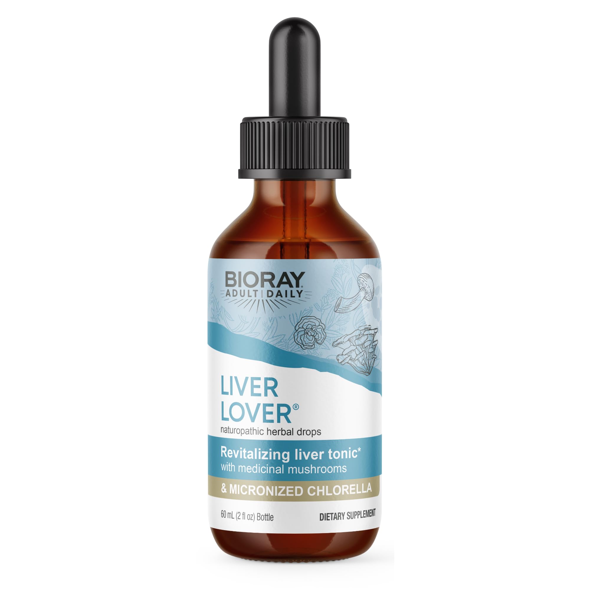 BIORAY Daily Liver Lover bottle on a table supporting liver and adrenal balance.