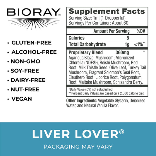 Pouring BIORAY Daily Liver Lover demonstrates liver support in action.