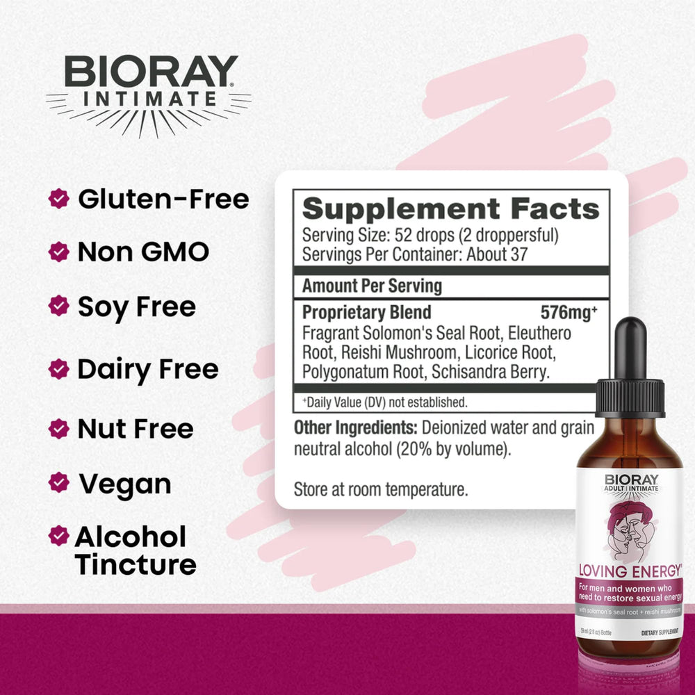 BIORAY Intimate Loving Energy dropper shows easy dosing for on-the-go energy