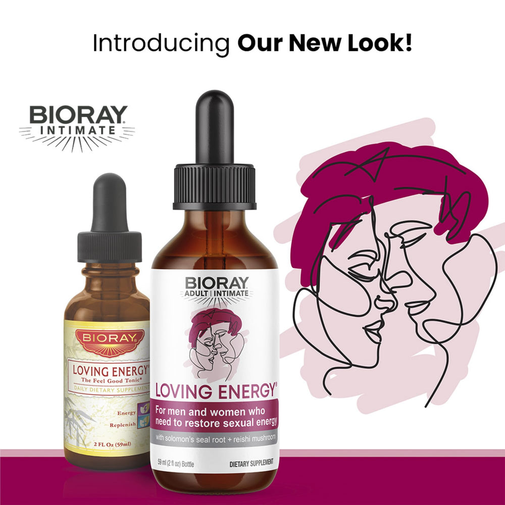 BIORAY Intimate Loving Energy packaging highlights non-GMO, vegan, gluten-free formula