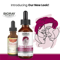 BIORAY Intimate Loving Energy packaging highlights non-GMO, vegan, gluten-free formula