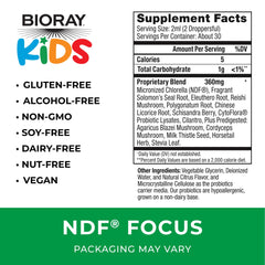 BIORAY Kids NDF Focus Citrus label close-up showing allergen-free profile