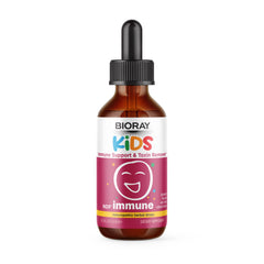 BIORAY Kids NDF Immune Blueberry bottle pour supports convenient daily immune care for kids.