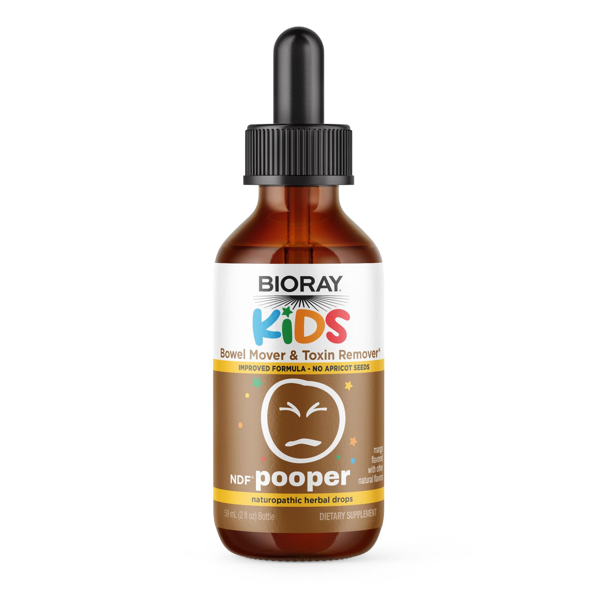 BIORAY Kids NDF Pooper bottle: gentle bowel support for kids.