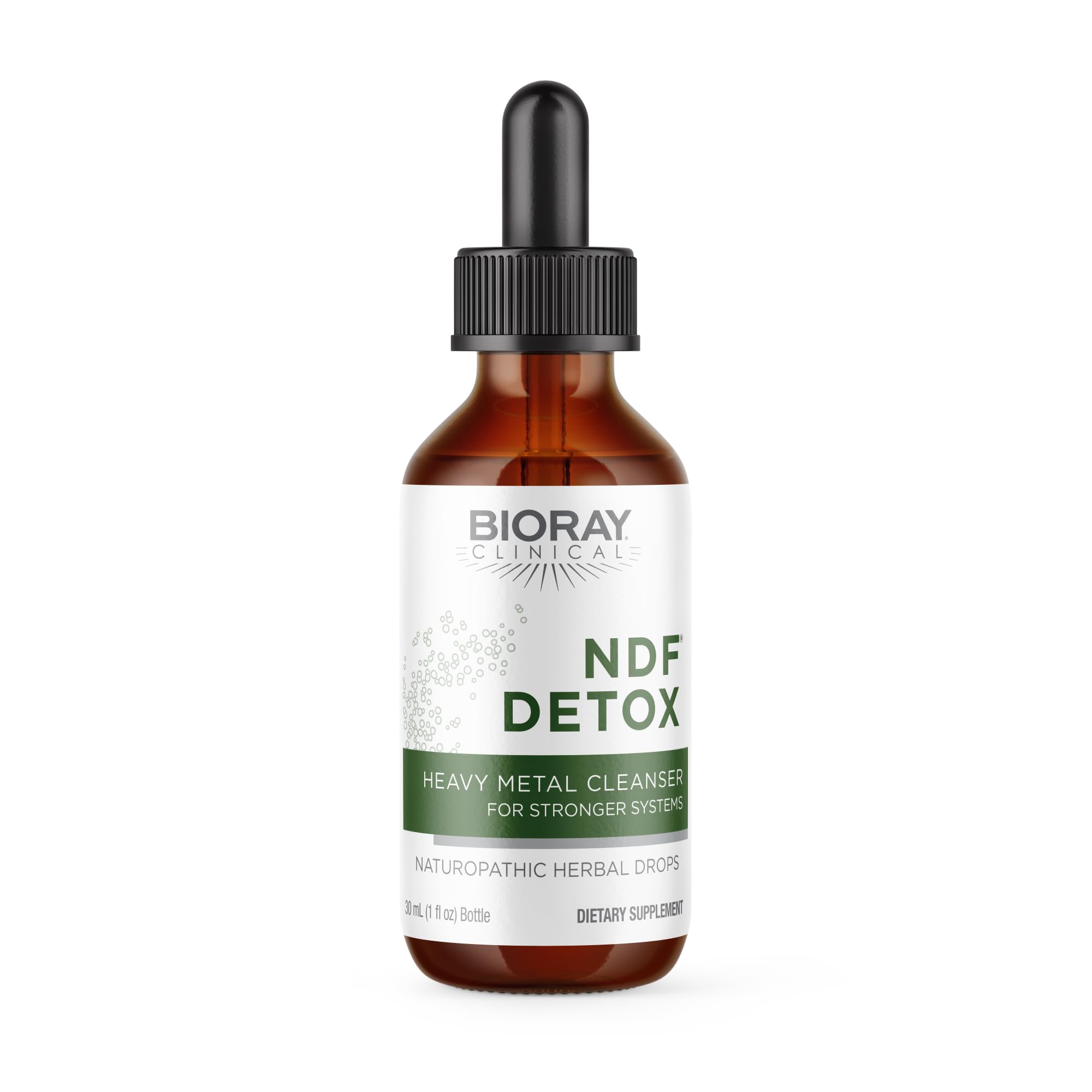 BIORAY NDF bottle label shows natural ingredients and non-GMO quality